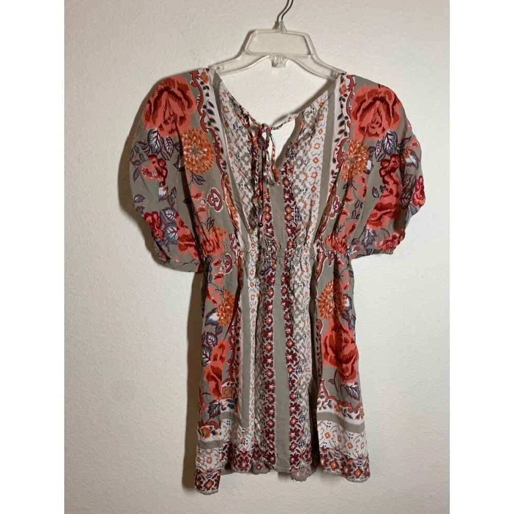 Angie Boho Empire Waist Top Castlecore Women's Size Small Floral Y2K Casual AE3